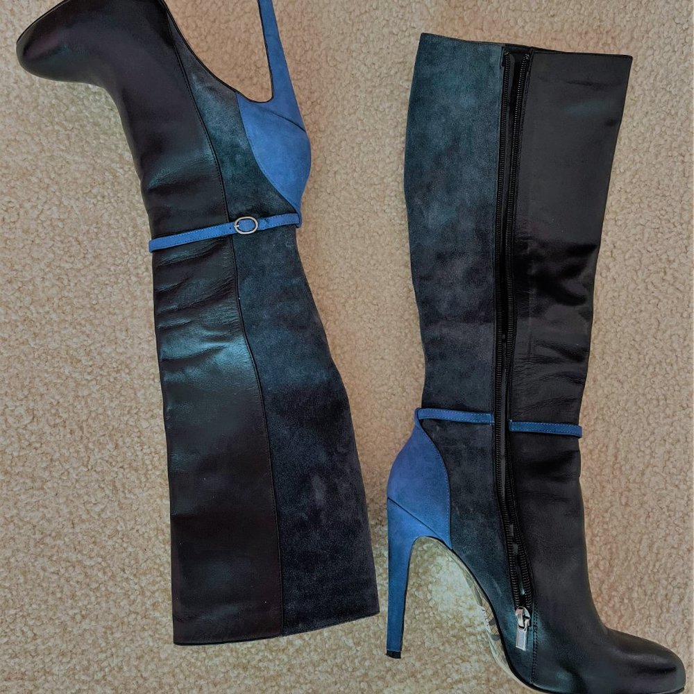 Max Clan Rome Blue & Black Suede/Leather Boots - Picture 2 of 4